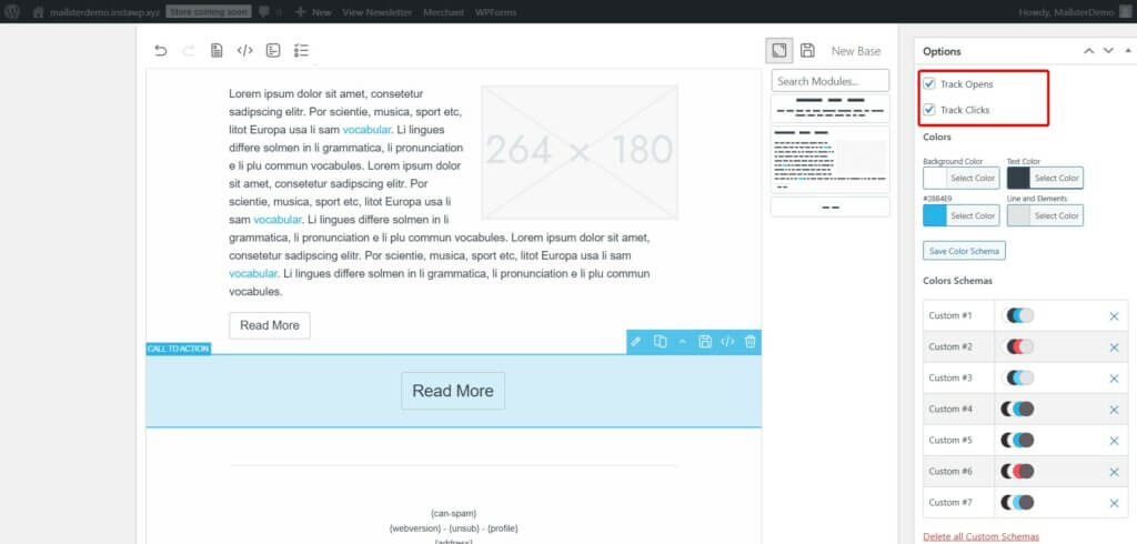 mailster email analytics track opens clicks