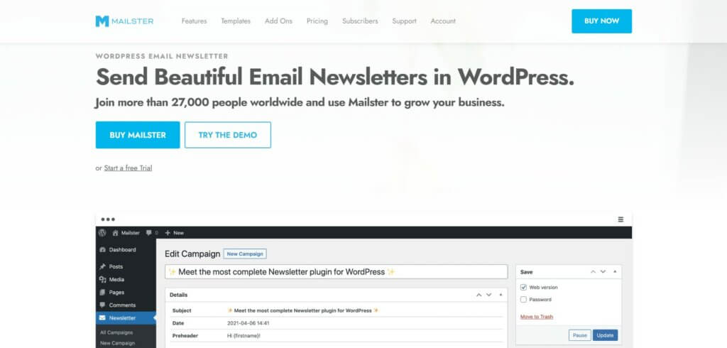 mailster email newsletter plugin